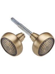 Pair of Pasadena Door Knobs in Solid Brass in Antique Brass.